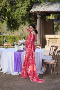 Premium Weightless Marble Saree Set with Printed Work Pearl <b>Lace</b> Border and Blouse Fabric 1.2 Meter for B2B Distributors - Product Image 2