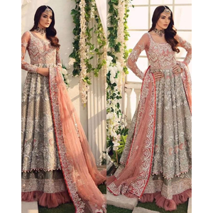 Hot Sale Women Silk <b>Dresses</b> Elastic Waist Traditional Party <b>Dress</b> New Design 2024 High Quality Pakistani Salwar Kameez Maxi Gown - Product Image 3