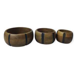 Bol de service à salade de fruits en bois de manguier de luxe antique et contemporain sculpté à la main pour la maison et le jardin Kit d'ustensiles de stockage des aliments - Product Image 1