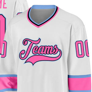 100% Jersey de hockey sobre hielo sublimado con logotipo de equipo personalizado Stripes Tackle Twill Jersey de hockey sobre hielo para hombres - Product Image 2