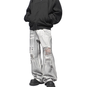 Custom Men Ripped Jeans Distressed Streetwear Slim Fit Trendy Soft Denim Cómodo Ajuste Pedidos a granel Precio de fábrica - Product Image 1