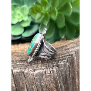 Bague pour homme Wydell Billie en turquoise naturelle de Royston et argent sterling, sertie clos, bijoux faits à la main pour un usage quotidien, taille 7.5 - Product Image 4