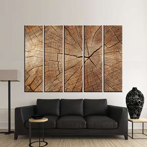 Elegante cuadro impreso en lienzo de 5 paneles - Impresión abstracta de madera, juego de 5 paneles - Product Image 1