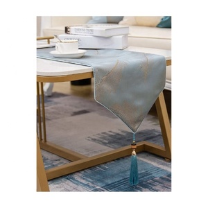 Custom Made Hot Sale Glittery Sea Green Flowing Embroidered Wedding Luxury Wholesale 100% Organic Cotton and Linen <b>Table</b> <b>Runners</b> - Product Image 2
