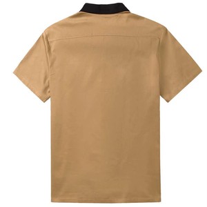 <b>Men's</b> Vintage-Style <b>Short</b> <b>Sleeve</b> Bowling <b>Shirt</b> with Contrast Collar, Vertical Piping, and Breathable Performance Fabric - Product Image 3