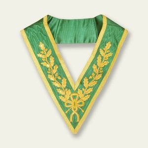 Rite écossais maçonnique 18e degré collier de ruban de toile moiré rouge entièrement brodé à la main avec garniture dorée de haute qualité - Product Image 4