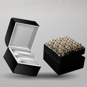 Midnight Bloom Zardozi Embroidered <b>Keepsake</b> <b>Box</b> Elegant Style with Intricate Stitchwork - Product Image 3