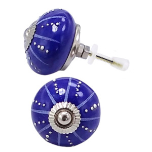 Boutons en céramique floraux bleus matériel en Nickel pour commode de cuisine chambre salle de bain salon Villa hôtel utilisation extérieure de l'entrepôt - Product Image 2