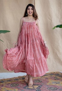 Fait à la main indien 100% coton imprimé fleuri Maxi robe élégante longue fête porter naturel doux personnalisé écologique mode - Product Image 5