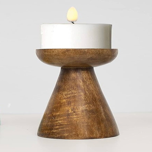Portavelas de madera artesanal Portavelas de madera natural Portavelas de pilar de madera - Product Image 2