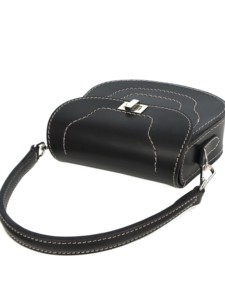 Black Leather Saddle <b>Bag</b> Womens Crossbody Purse Contrast Stitching Vintage Fashion Zipper Single <b>Strap</b> Water Resistant Shoulder - Product Image 2
