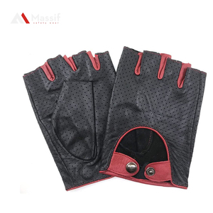 Custom Fingerless Leather Vintage Half Finger Leather Driving Gloves with 4-Hole Design Anti-Slip Grip - Product Image 1