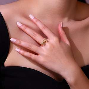 Bague de fiançailles et de mariage en argent sterling 925 avec nœud papillon en moissanite de luxe, pierre centrale de coupe marquise de 0,1 CT, style bohème - Product Image 5