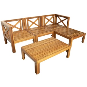 Ensembles de canapés en bois de teck massif avec coussin résistant aux intempéries fabriqués en Indonésie - Product Image 3