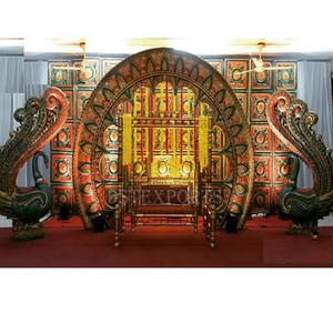 Conjunto de escenario de decoración de boda india Durban, la mejor decoración de escenario de boda hindú, tema de pavo real, decoración de escenario colorida para boda - Product Image 1
