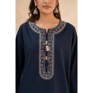 Conjunto de 2 Piezas de Camisa y Pantalón Bordados Casuales para Primavera/Verano-LAZULI-BIC-259 - Product Image 2