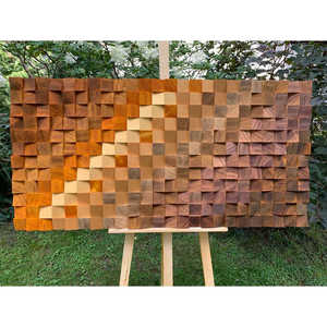 Mosaico de madera de línea dorada, decoración de arte de pared, diseño de mosaico único y elegante para decoración del hogar - Product Image 3