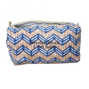 Tassel Pattern <b>Quilted</b> Eco-Friendly Cotton Fabric Zipper Small Capacity 3-Piece Bohemian Style Cosmetic Organizer <b>Makeup</b> <b>Bag</b> - Product Image 5