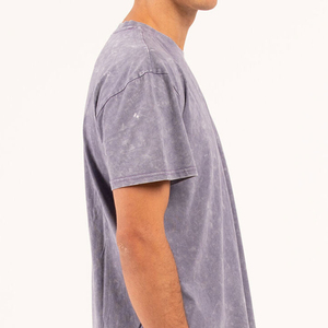 เสื้อยืดผู้ชายคุณภาพสูง 100% ผ้าฝ้าย ล้างสีแบบแอซิดวอช หนานุ่ม สไตล์วินเทจ ทรงโอเวอร์ไซส์ ลุคดิสเทรส - Product Image 5