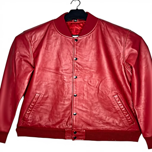 Pure Leather High Quality Customized Men's Jacket New Fashion Style <b>Covered</b> <b>Button</b> Stand Collar Front Logo Heated Quick Dry - Product Image 1