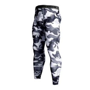 Medias de gimnasio atléticas de cintura elástica ajustadas para hombre, mallas de compresión de Color sólido, transpirables, de secado rápido, de longitud completa, de algodón, fibra de bambú - Product Image 1