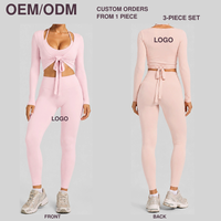 Ensemble de sport d'extérieur trois pièces style ballet, respirant, anti-choc, effet seconde peau, personnalisable avec logo, pour yoga