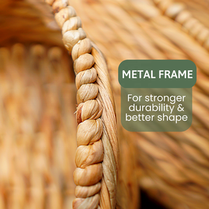 Ensemble de 3 paniers de fruits ovales en jacinthe avec cadre en fil de fer fait à la main au Vietnam VC-20 Vecraft écologique pour le stockage et la vente d'aliments - Product Image 6