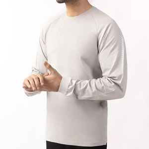 Camisetas básicas de manga larga de algodón 100% personalizadas para hombre, ropa de calle de invierno de punto de jersey informal en blanco con diseño bordado - Product Image 3