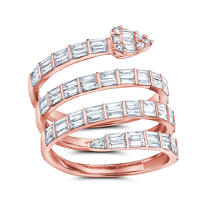 Baguette de diamante cultivado en laboratorio de 5 quilates de diseño personalizado y anillo de compromiso en espiral de forma redonda en oro sólido de 14 quilates para mujer joyería fina - Product Image 3