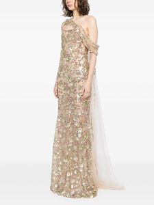 Una manga fuera del hombro escote Sin mangas Elegante Hasta el suelo Vestido de noche-Tallas grandes Ropa formal Bordado a mano - Product Image 3