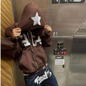 Trendy Men Winter Acid Wash Hoodie Oversized Streetwear Loose Fit Zipper-Up <b>Sweatshirt</b> <b>Retro</b> Faded Fashionable Casual Top 100% - Product Image 2