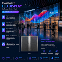 Écran LED transparent TOPvision, double fixation plafond et sol, installation flexible pour affichage commercial en vitrine