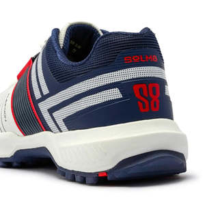 Chaussures de cricket et de gazon SOLM8 S8 3.0 pour l'été, respirantes, antidérapantes, à lacets, options de couleurs blanc/bleu marine - Product Image 4