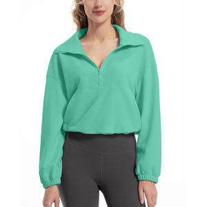 Sudadera Corta con Media Cremallera, Diseño Casual, Deportiva, para Mujer, Estilo Urbano, Moderna, para Hacer Ejercicio - Product Image 1