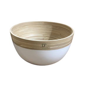 Eco-Friendly Cheapest Price Round Spun Bamboo <b>Bowl</b> With <b>Salad</b> <b>Server</b> For Kitchenwares Restaurant Wholesale From Vietnam - Product Image 1