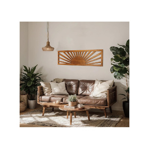 Décoration <span class=keywords><strong>murale</strong></span> soleil, grande décoration <span class=keywords><strong>murale</strong></span> soleil bohème, décoration <span class=keywords><strong>murale</strong></span> en bois horizontale vintage bohème, rectangle panoramique à suspendre au-dessus du lit - Product Image 3
