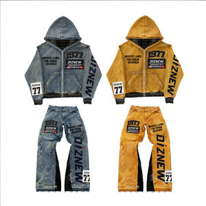 ชุดยีน<span class=keywords><strong>ส์</strong></span>ผู้ชาย DiZNEW พร้อมโลโก้แบบกำหนดเอง แฟชั่นวินเทจ สตรีทแวร์ ชุดสองชิ้นสำหรับผู้ชาย ฤดูร้อน - Product Image 3