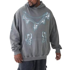 Sudadera con Capucha de Felpa de Algodón Grueso para Hombre, con Logotipo Personalizado, Talla Grande, Estilo Francés, Lavado Ácido, Color Sólido, Invierno - Product Image 1