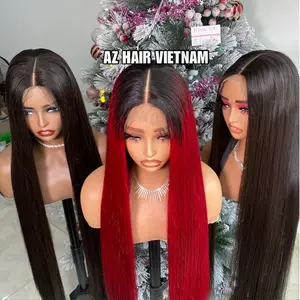 Red Burgundy Color Super Double Drawn Bone Straight Human Hair Wig 5 Kim K Closureg Bleached Knots Raw Vietnamese Hair