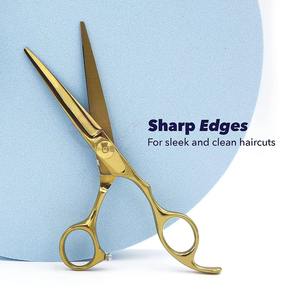 Ciseaux de coiffure pour bébé de haute qualité entièrement plaqués or pour une coupe précise et sûre des cheveux des nourrissons et des tout-petits - Product Image 4