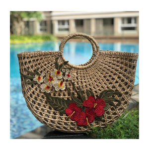 Premium Handmade Hyacinth <b>Bag</b> Natural Fiber Woven Tote Perfect for Summer Style and Gift Market 2025 - Product Image 1