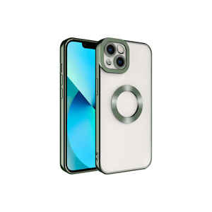 Coque en silicone verte Netzy pour iPhone 14 SAFA Omega Series avec protection de l'appareil photo, découpe du logo, protection contre les chutes, électroplaquée, spéciale - Product Image 1