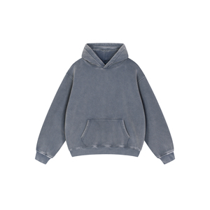 Sweat à capuche oversize en molleton délavé à l'acide avec broderie 3D et fermeture éclair - Product Image 1