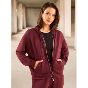 <b>Women's</b> Plain <b>Zip</b> Through <b>Hoodie</b> with Pockets Full <b>Zip</b> Hooded Sweatshirt Regular Fit Long Sleeve Solid Color Casual Everyday Wea - Product Image 1