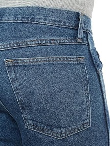 กางเกงยีนส์สีน้ำเงินขาตรงด้านหน้าแบนราบแบบลำลองสำหรับผู้ชายและผู้ใหญ่ผ้าออกซ์ฟอร์ดพอดีตัวปกติ - Product Image 5