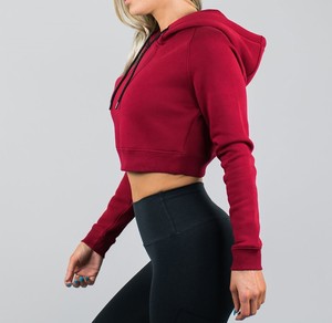 Women's Printed Knitted Acid Wash <b>Crop</b> <b>Top</b> Long Sleeve Hoodie Short Hood 100% Cotton Streetwear Front Logo Position Winter - Product Image 3