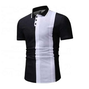 เสื้อถักคอสูงแขนสั้นผู้ชาย ทรงปกติ ผ้าฝ้าย 100% ระบายอากาศได้ดี ลายทางตัดสี แต่งขอบตัดกัน สไตล์ลำลอง - Product Image 3