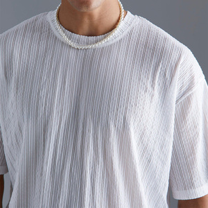 เสื้อยืดผู้ชายผ้าฝ้าย100% โอเวอร์ไซส์ไหล่ตกไซส์พร้อมโลโก้ตามสั่ง/ดีไซน์ล่าสุดเสื้อแนวสตรีทตาข่ายสำหรับผู้ชาย - Product Image 3
