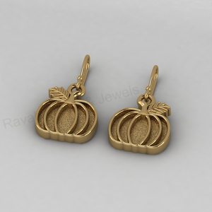 Boucles d'oreilles pendantes en argent 925 et or 18 carats, 13x14 mm, motif feuille de citrouille miniature, sertie de résine, pour cendres, bricolage, souvenir, bijoux d'Halloween - Product Image 4