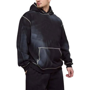 Chándales French Terry Hoodie Set Hombres en blanco Peso pesado Grueso Transpirable Algodón Chándales de gran tamaño para Unisex - Product Image 6